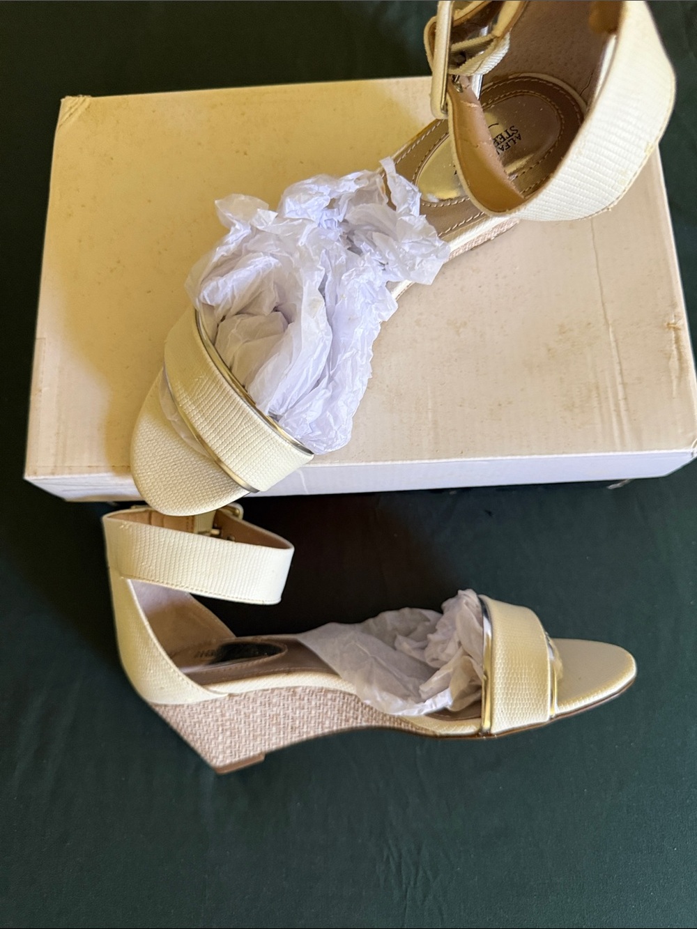 Alfani Cream Ankle-Strap Wedge Sandals
